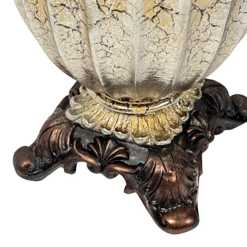NEW Decorative Vase With Lid Silver Textured 4 Legged Ornate Vintage Style 12 x7